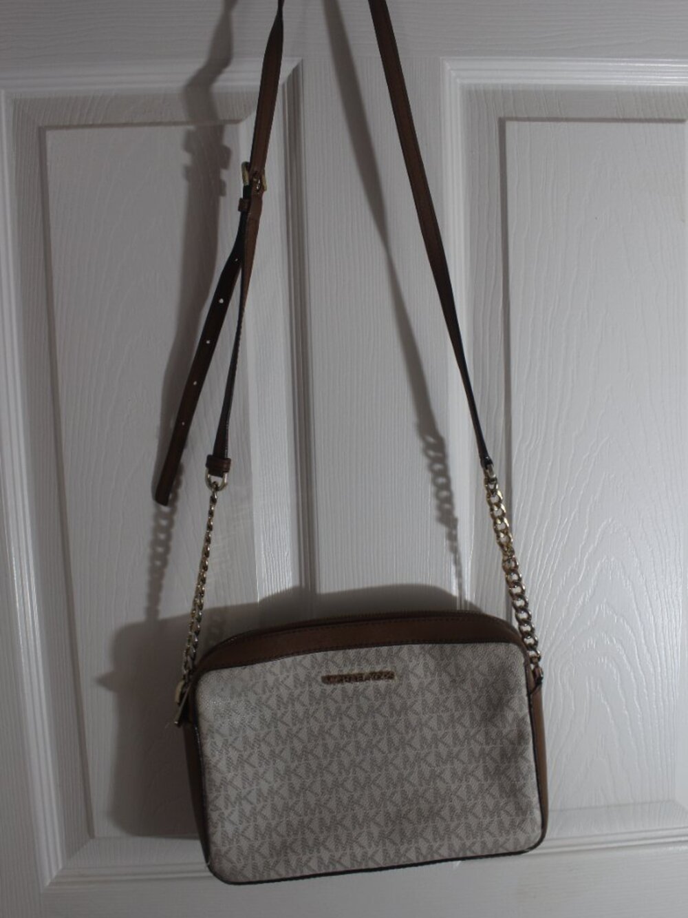 Michael Kors Cream MK Signature Camera Crossbody Bag